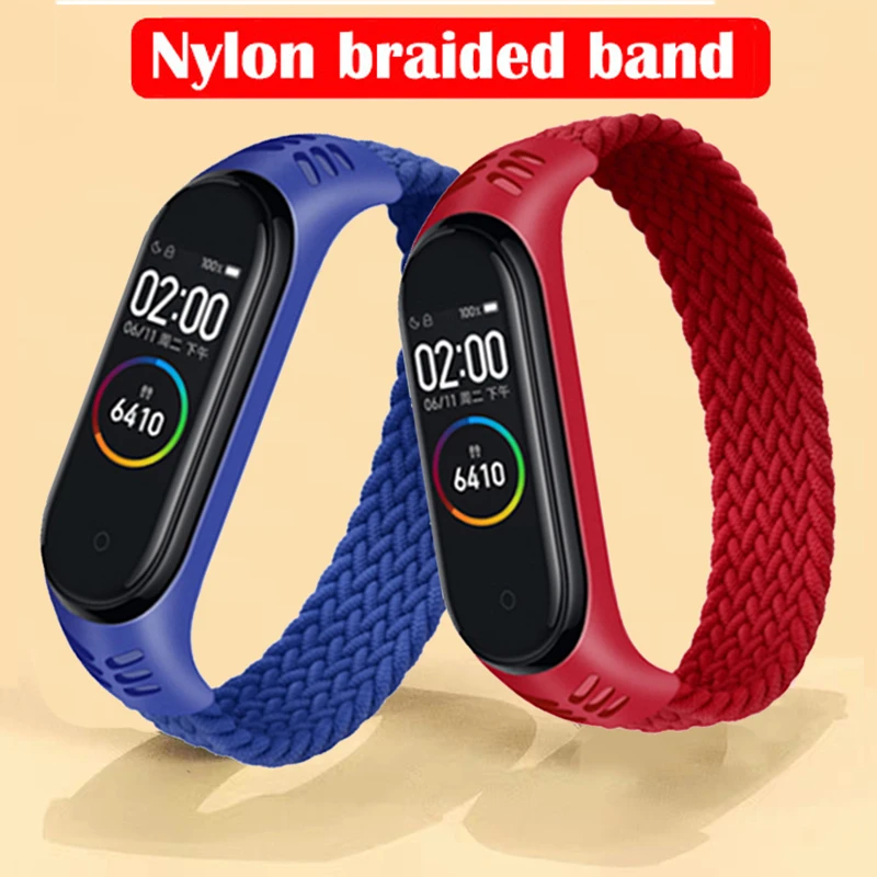 Braided Solo Loop For Xiaomi Mi Band 6 5 3 4 Sport Strap Watch Wrist Strap  For Xiaomi Mi Band 3 4 Bracelet Strap Smart Bracelet - Watchbands -  AliExpress