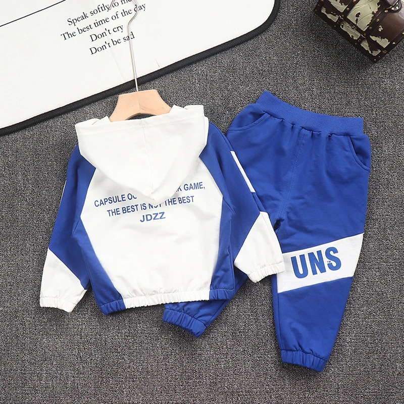 Г., осенний костюм для мальчиков топ с длинными рукавами и штаны комплект из 2 предметов, спортивный и повседневный комплект одежды с надписью для детей, одежда для малышей - Цвет: blue 309375