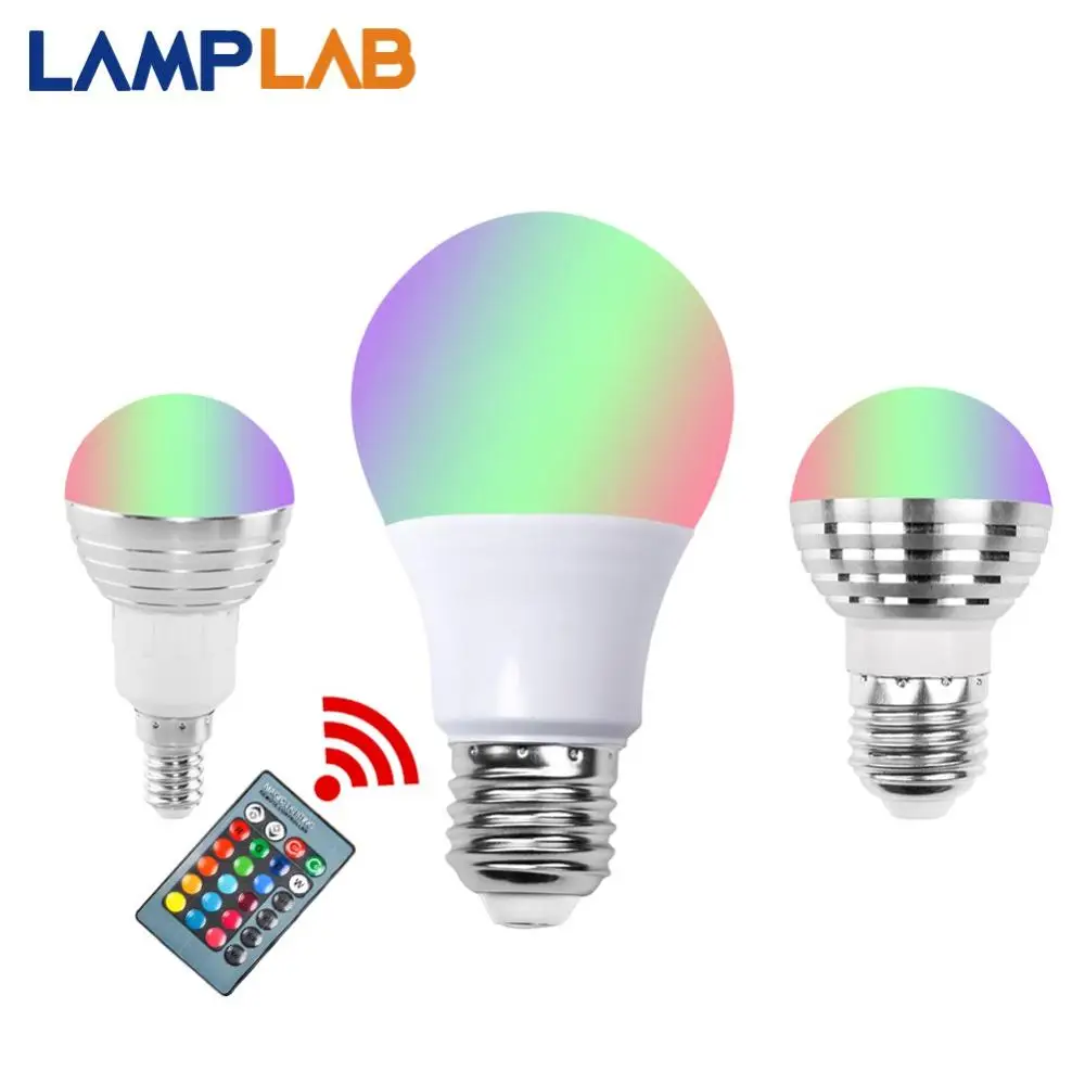 E27 E14 RGB светодиодный лампы дистанционного Управление лампа Цвет Magic Точечный светильник для бар 3W 5W 10W светодиоидная лампа с регулируемой яркостью 24key светодиодный Ночной светильник 110V 220V