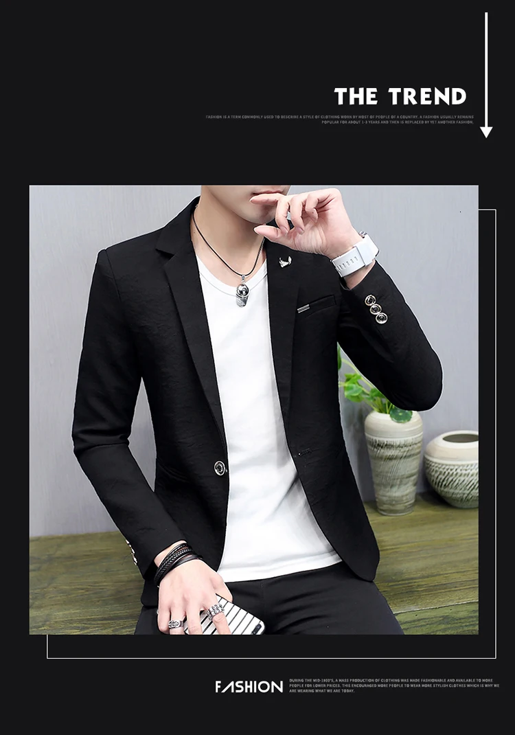 UYUK2019 Business Casual Korean Version Of The Temperament Trend Youth Handsome One Buckle Solid Color Men's Masculino