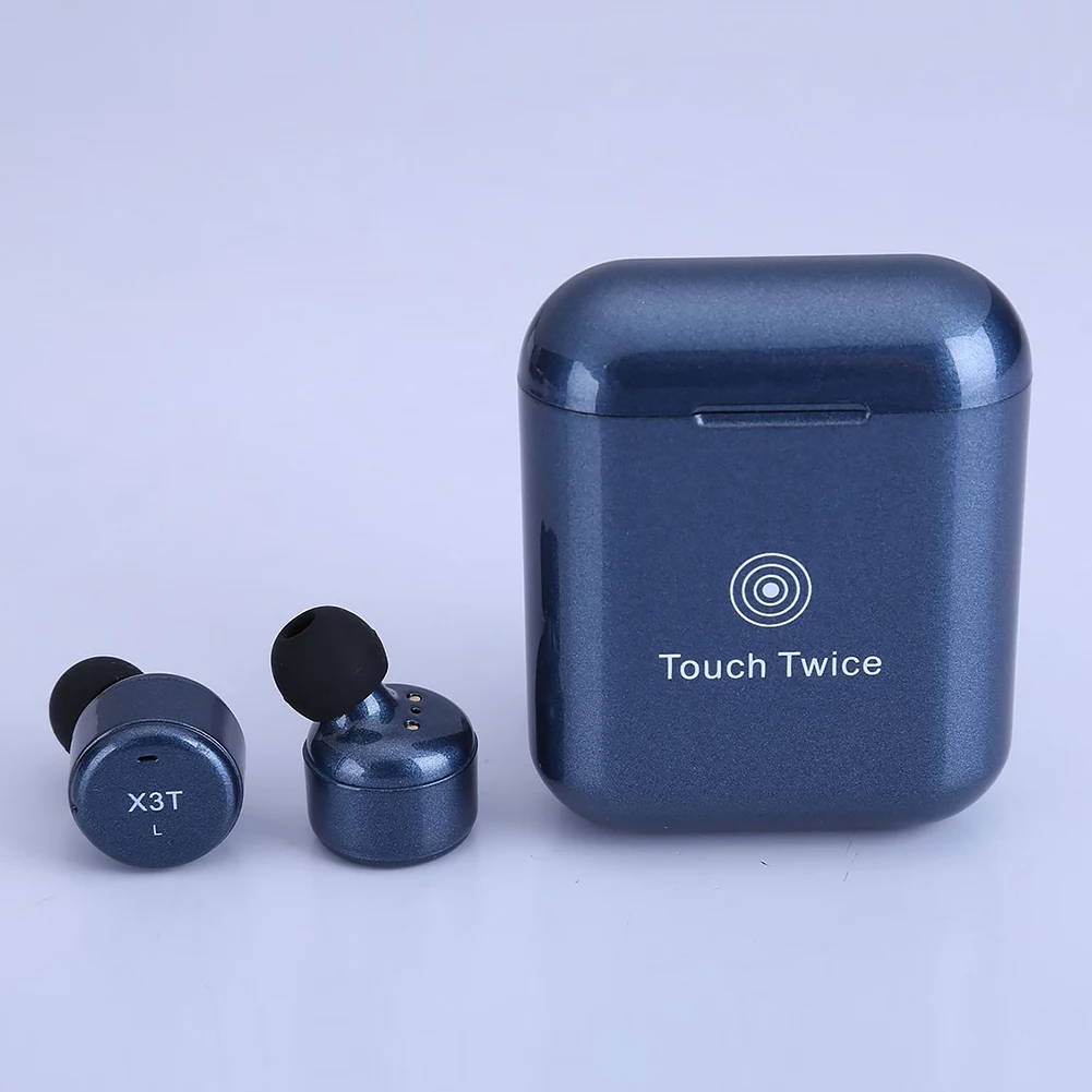 X3T Wireless Bluetooth Headsets Mini TWS Finger Sensor Operation stereo Earphone High Quality - Color: navy