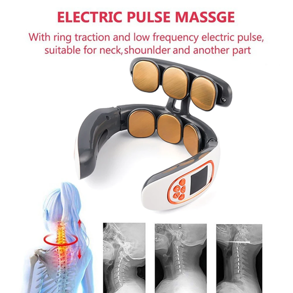 6 Heads Neck Massager Shoulder Cervical Massager Smart Remote Control Electric Hot Compress Pulse Neck Protector Relax Cervical