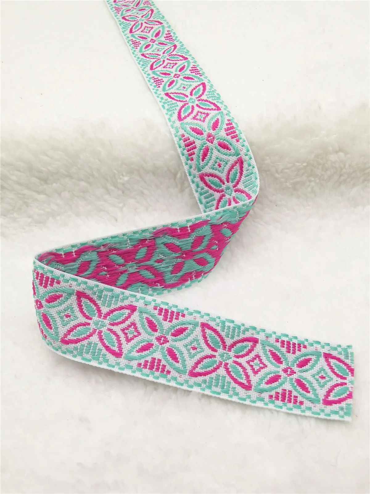 1 Inch 25mm 5yard High Quality Floral Geometry Flowers Woven Jacquard Ribbon