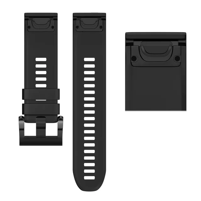 Ремешок для часов 26 22 20 мм для Garmin Fenix 5 5X 5S 3 3 HR для Fenix 6X6 6 S, быстросъемный силиконовый ремешок Easyfit - Цвет: Черный