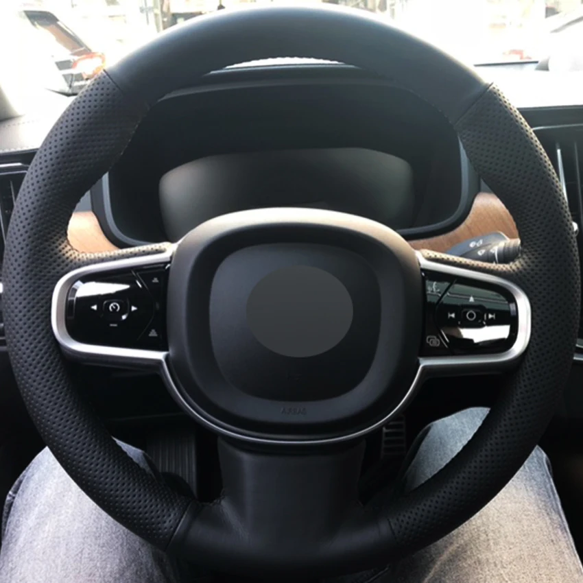 Черный ПУ Искусственная Кожа DIY Чехол рулевого колеса автомобиля для Volvo XC60 S60 V60