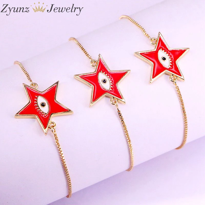 10 шт, Красный Эмаль глаза звезда цепной соединитель цепи талисманы браслет для женщин девочек