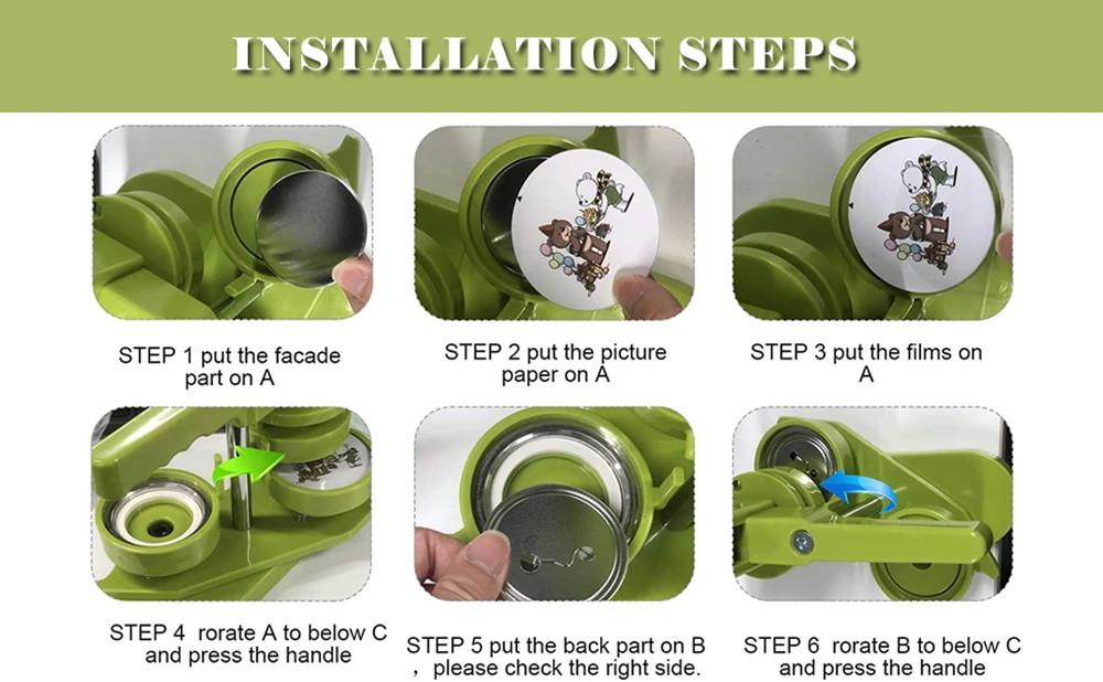 Description Picture 5 of item25-58MM Badges Button Maker Machine, DIY Pin Making Badge Press with 100-500Pcs Button Parts+Circle Cutter,Fridge Magnet Machine