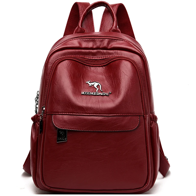 

LONOOLISA Casual Large Capacity Women Backpacks High Quality Soft Leather Daily Travel Back Pack Female School Bags for Girls