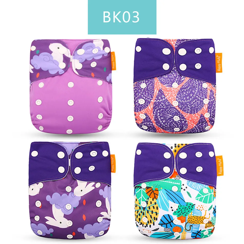 BK03 only diaper Happyflute 4 шт./компл. моющиеся экологически чистые тканевые подгузники; регулируемый пеленки Многоразовые подгузники из ткани подходит 0-2years, на Возраст 3-15 кг для малышей - Цвет: BK03 only diaper