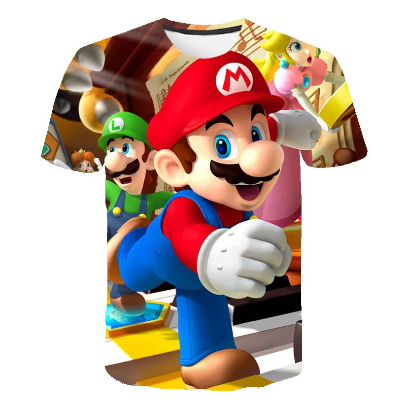 Футболка Mario Bros Mashup топ 2020 Kawaii детские футболки для мальчиков модная детская