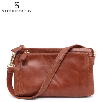 

SC Brand Design Women Genuine Leather Handbag Cow leather Small Purse Ladies Casual Zip Pockets Shoulder Bag Femal Messenger Bag