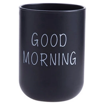 

Home Bathroom Toothbrush Toothpaste Holder Round Washing Tooth Cup Pp Drinking Glass Tooth Mug Traveling Camping Black