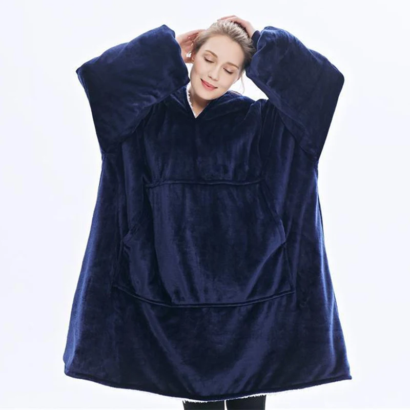 Фланелевый двухслойный свитер из овечьей кожи с капюшоном и карманом, одеяло s, пушистая теплая мягкая толстовка с капюшоном, зимнее Флисовое одеяло 140x205 см