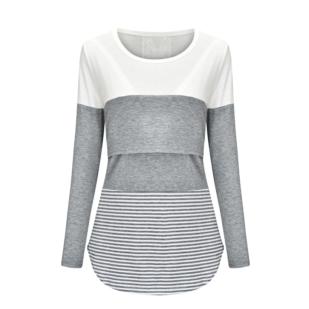 MUQGEW полосатые топы для беременных женская одежда осень-зима одежда с длинными рукавами футболка для кормления грудью Wy4