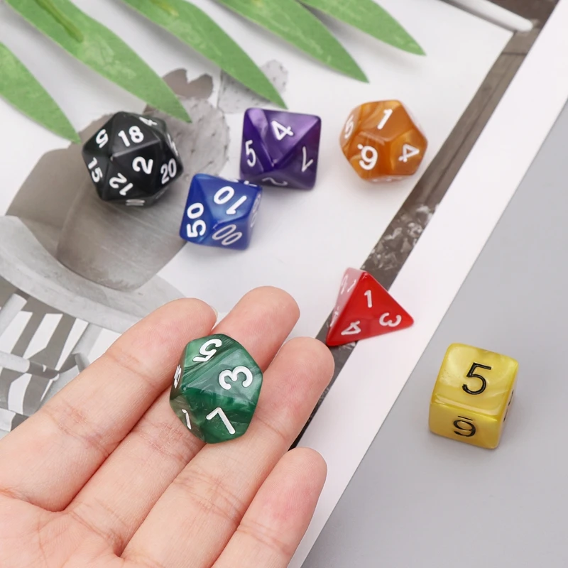 7 шт./компл. многогранные кости для TRPG настольная игра акрил M5TC|Кубики| |