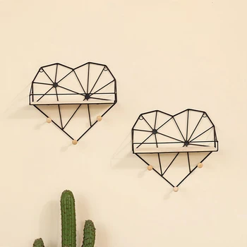 

Nordic Metal Heart Shape Wall Shelf Ornament Creative Household Storage Rack Wall Decor Home Decoration Accessories