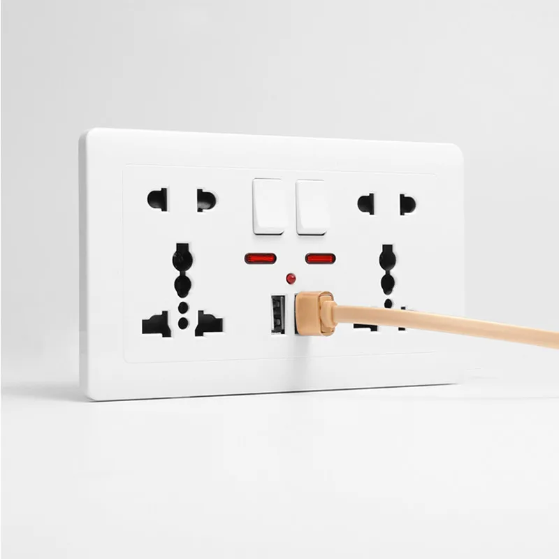 146 настенное гнездо питания Универсальный двойной usb пять переключатель отверстия розетка управления 2.1A настенное зарядное устройство разъем адаптера розетка мощность