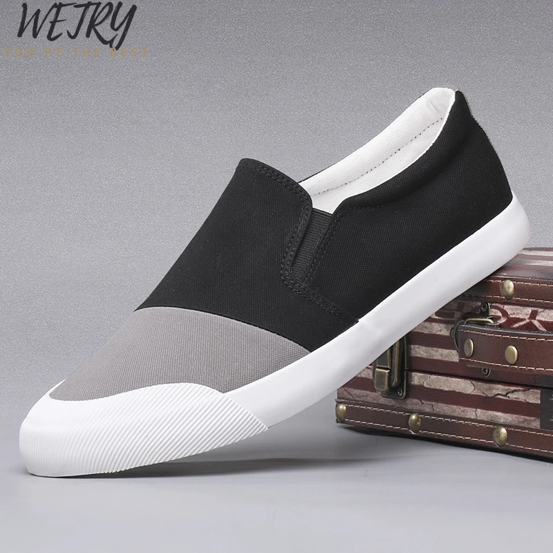Men Loafers Men Shoes Casual Shoes Spring Summer Light Canvas Youth Shoes Men Breathable Fashion Flat Footwear - Color: Black