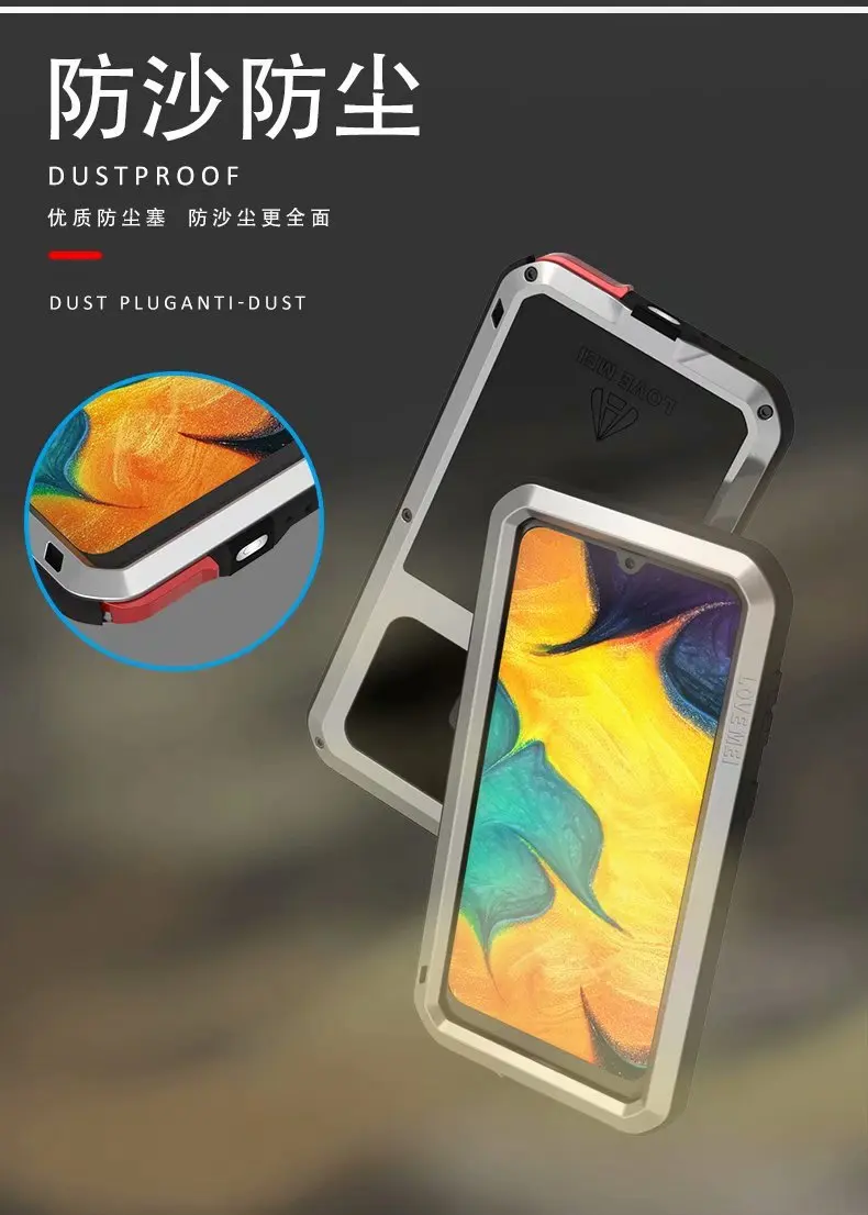 LOVE MEI для samsung Galaxy A20 A30 чехол для телефона противоударный пыленепроницаемый мобильный корпус металлическая алюминиевая защита+ Gorilla glass