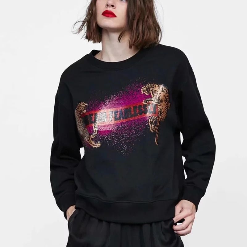 

Streetwear Cartoon Harajuku Women's Sweatshirt Cotton Long Sleeve Pullover O-Neck Tops Oversized Autumn Streetwear