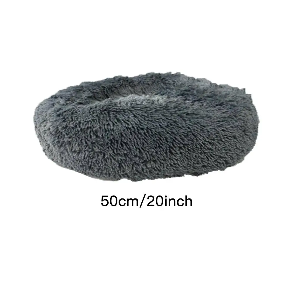 Winter Thicken Pet Calming Cat Bed Round Dog Nest Warm Soft Long Plush Comfortable Shag Vegan Fur Donut Pet Kennel S M L 20E