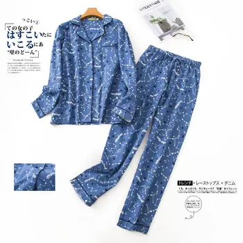 

Sexy Pajamas Set Women Pure Cotton Stitch Pyjama 2Piece/Suit Long Shirt Pant Big Size Homewear 2020 Fashion Clothes