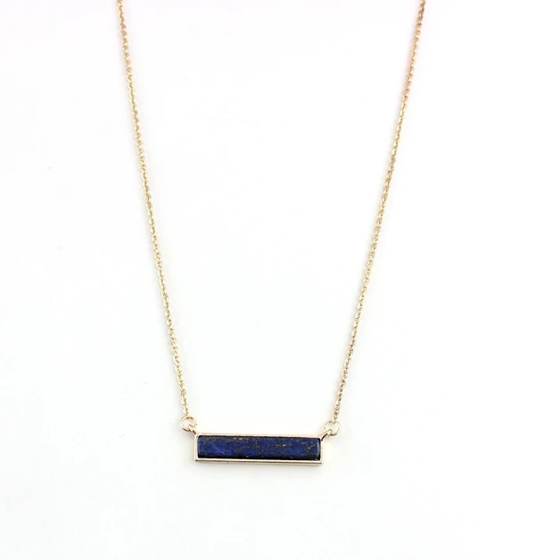 private label jewelry simple fashion gold lapis bar necklace gold dainty necklace with natural stone