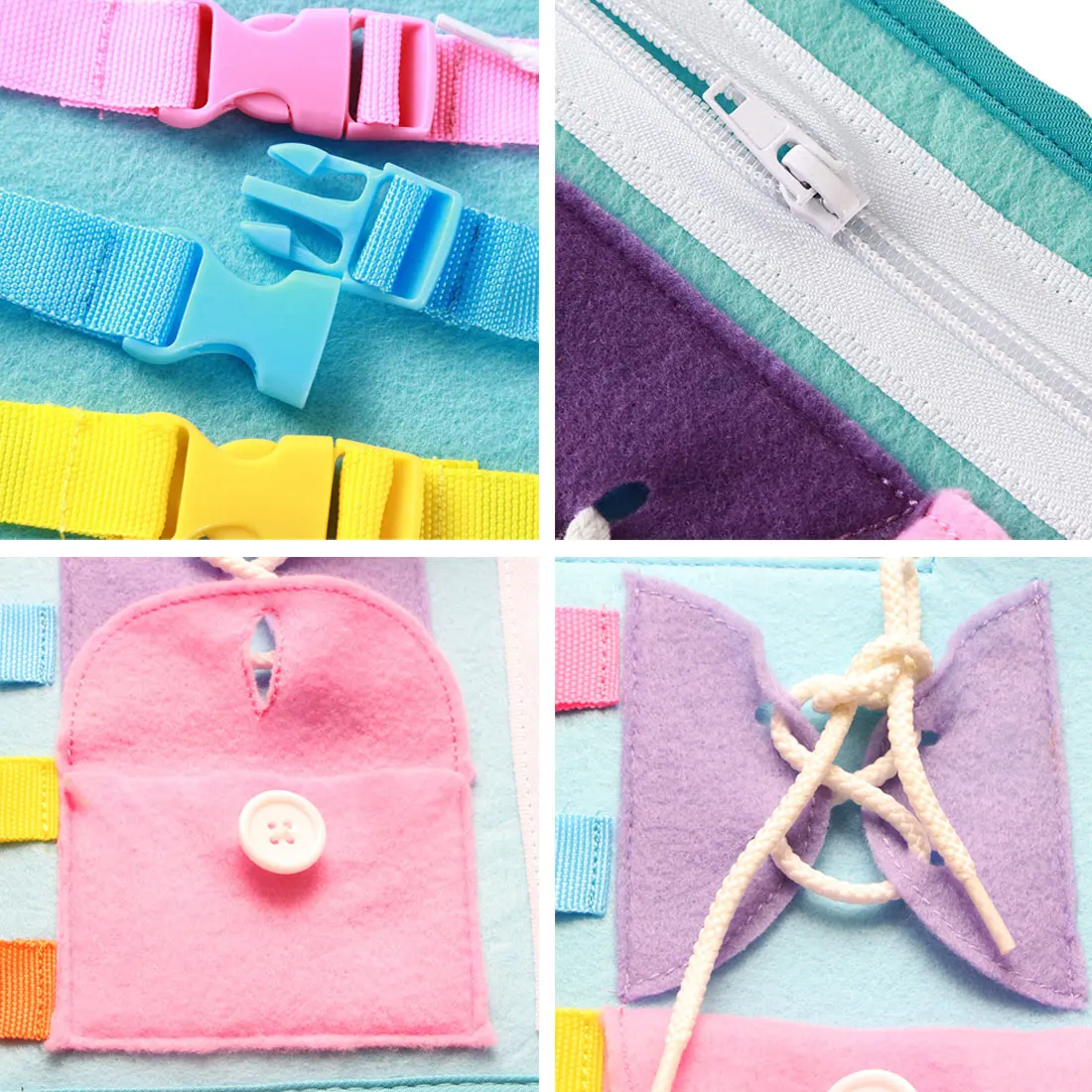 

Kids Busy Board Buckle Toy Zip Button Lace Up Color Early Education Dress Teaching Aids Preschool Toys for Children