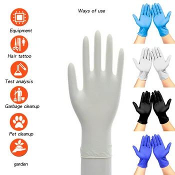 

100Pcs Black Disposable Glove Latex Dishwashing/Kitchen /Work/Rubber/Garden Glove Universal For Left and Right Hand