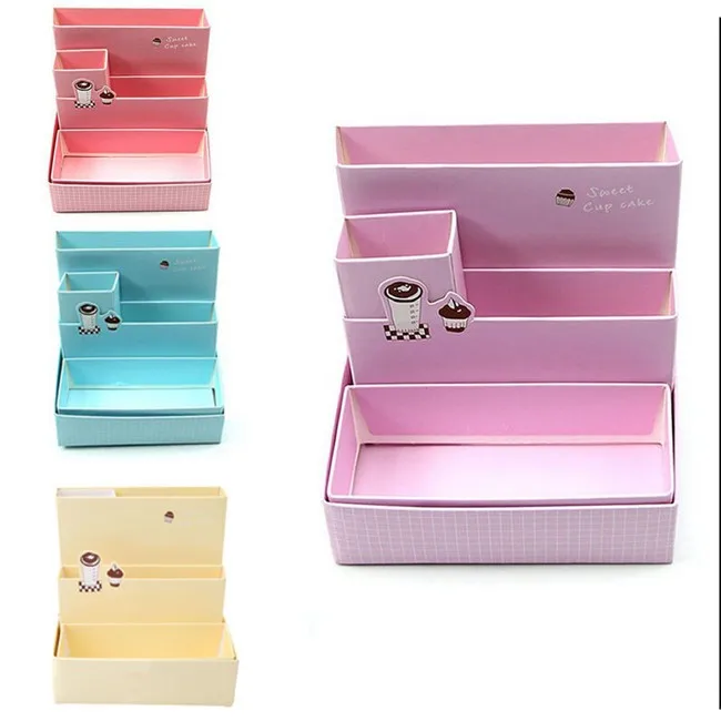 Paper Board Storage Box Desk Decor Stationery Makeup Cosmetic Organizer New Home Household Storage Helper Gifts for Kids