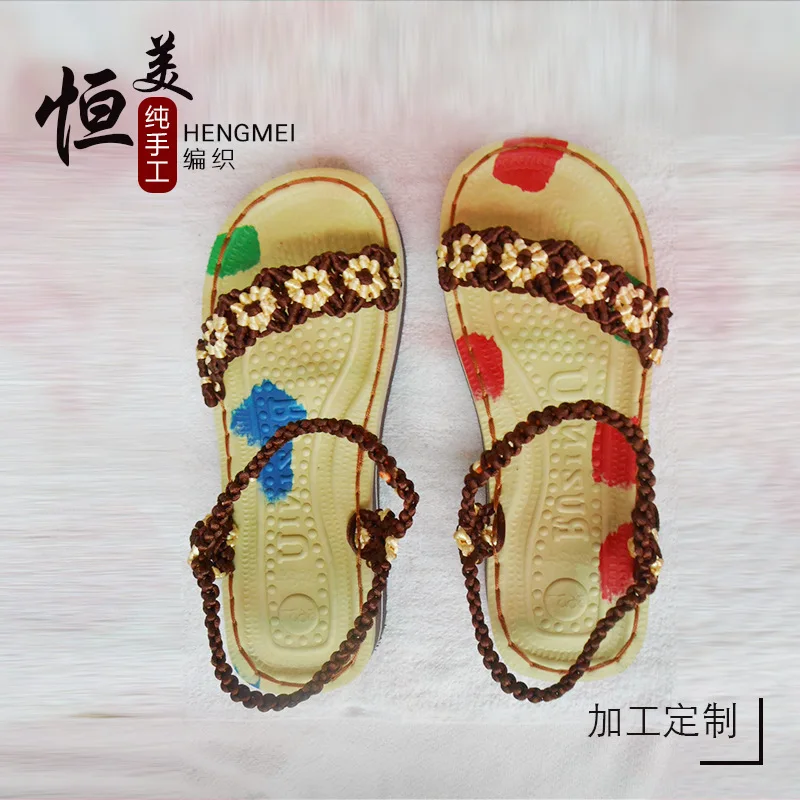 

DDB Traditional Craft Hand-woven Sandals WOMEN'S Shoes Slipper Hand Folk Craft Handmade Crochet Weaving Finished Product