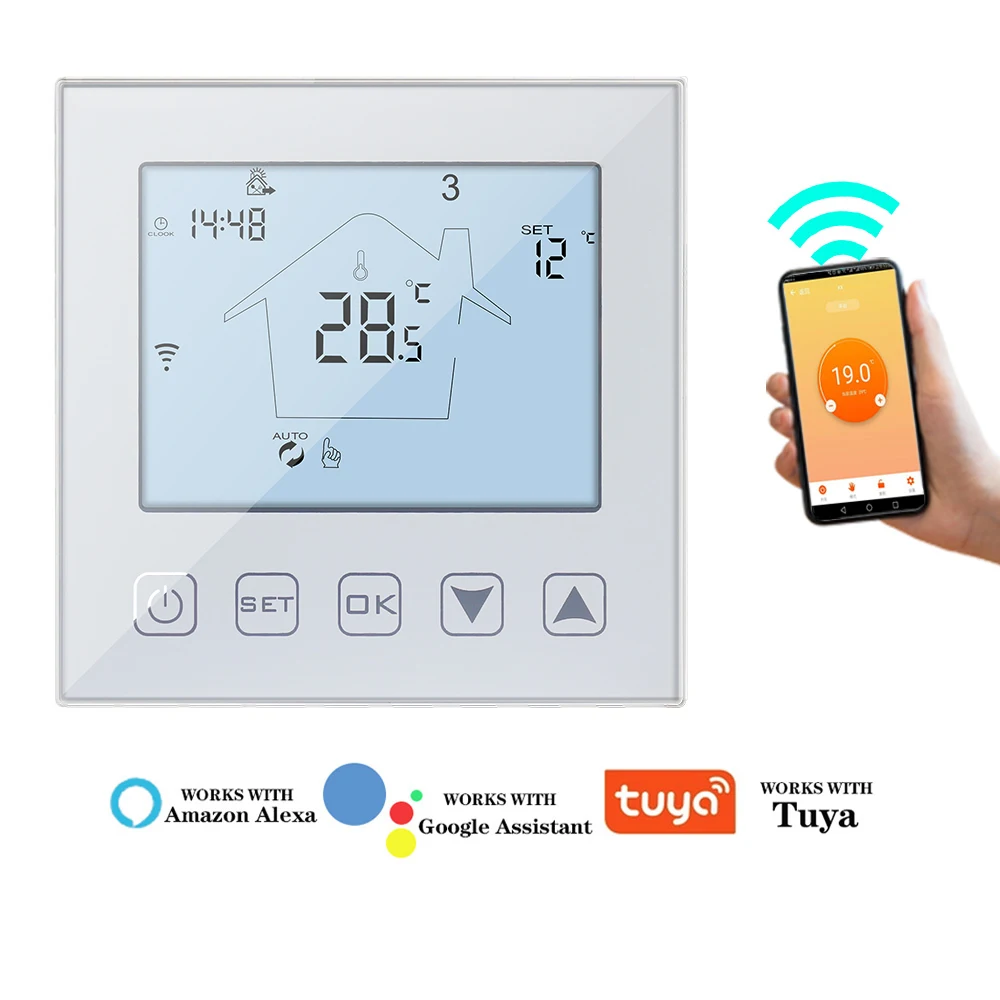Smart WiFi Thermostat 220V 3A/16A Temperature Controller Thermostat Warm Floor Heating Water Boiler Thermostat Works with Tuya