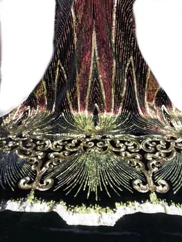 

newest african velet sequins lace JOY-33038 negeria sequins lace fashionable french style net fabric with sparking flower party