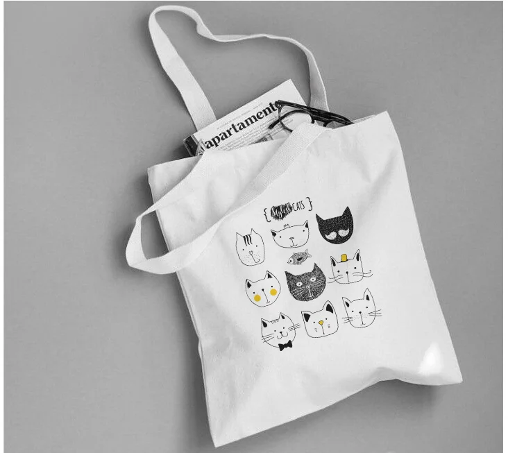 Холщовая Сумка, Сумка с животным текстом, ручная работа, печать на заказ, печать логотипа, повседневное использование, складная, для покупок, многоразовая
