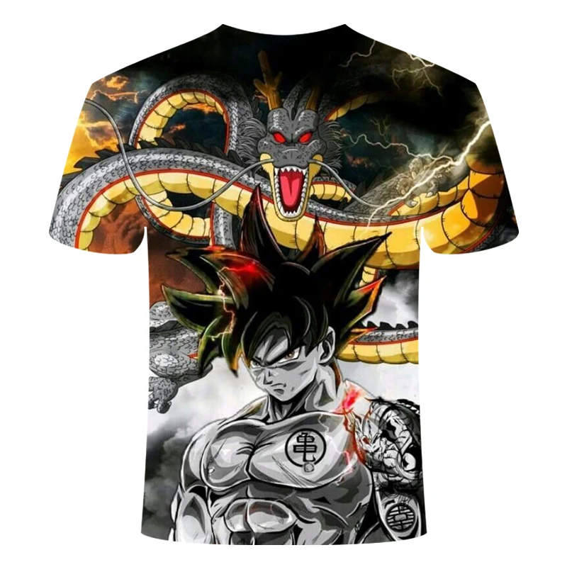 Новинка, футболка с драконом и шариком, Супер Saiyan Dragon Ball Z Dbz Son, футболка Goku Japan Vegeta, уличная, белая, Азиатский Размер 6XL