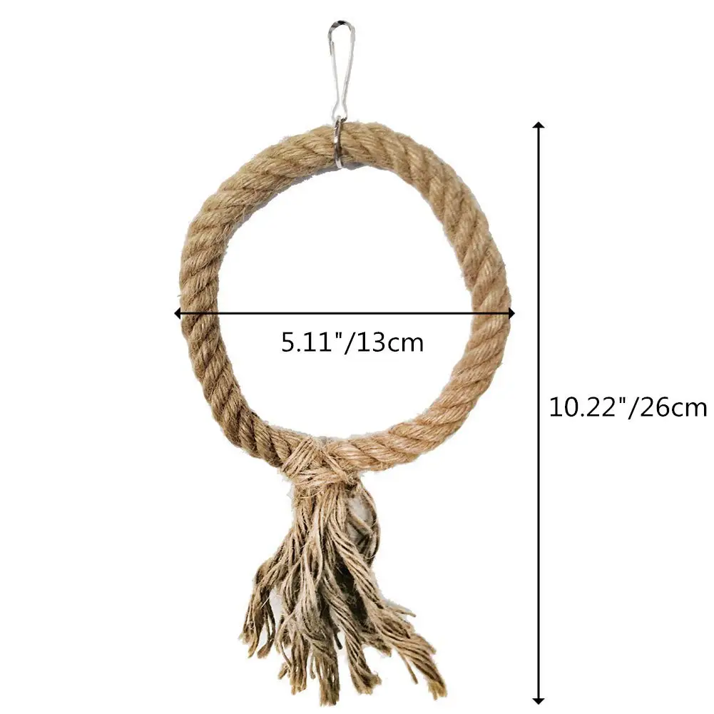 Pet Bird Swing Triangle Circle Shape Hemp Rope Climbing Toy Parrot Perch Stand Cage Hanging Decor