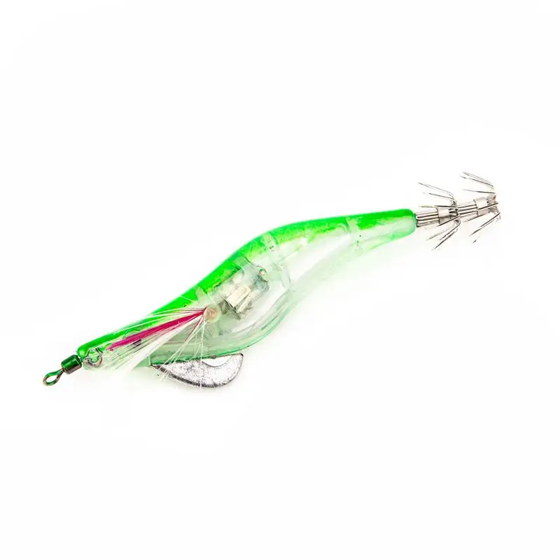 

1pc Green Flashing LED Fishing Lure Flash Light 10cm Minnow Luminous Squid Jig Shrimp Bait Night Fishing Lure
