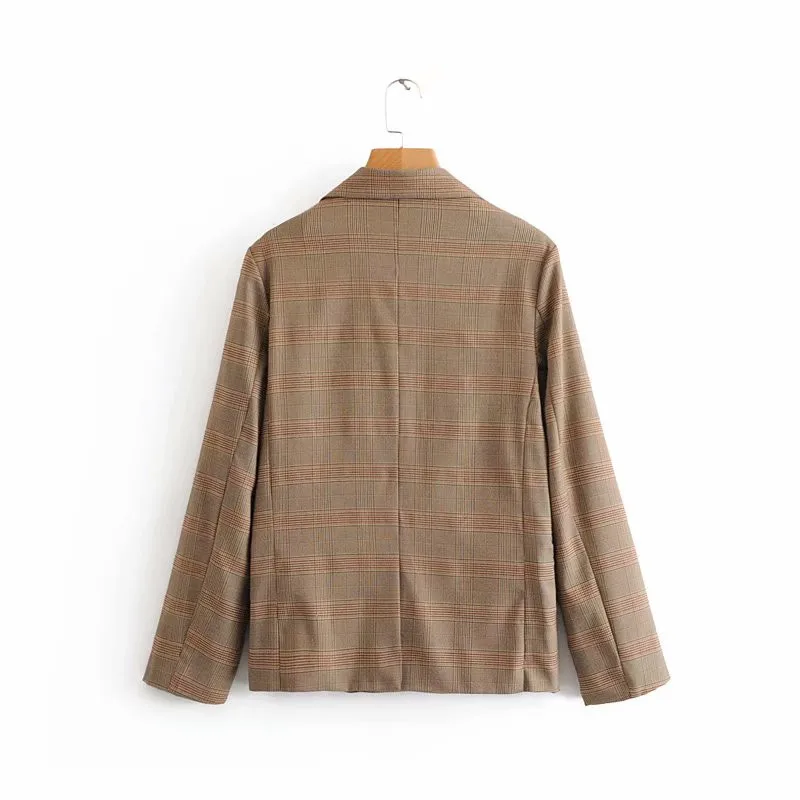 

2018 Europe And America Autumn New Style WOMEN'S Dress Retro Plaid Double Breasted Casual Long Sleeve Small Suit Coat Tops Women