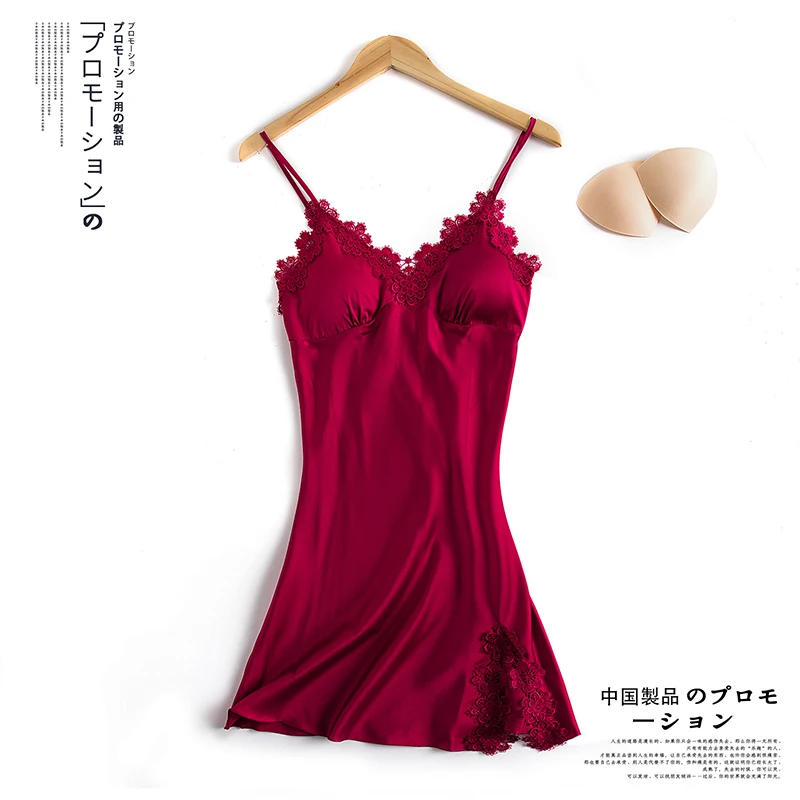 

Sexy Silk Satin Strap Autumn And Winter Home Service Solid Color Pajamas Ladies Multi-Size Home Service Suspenders Women