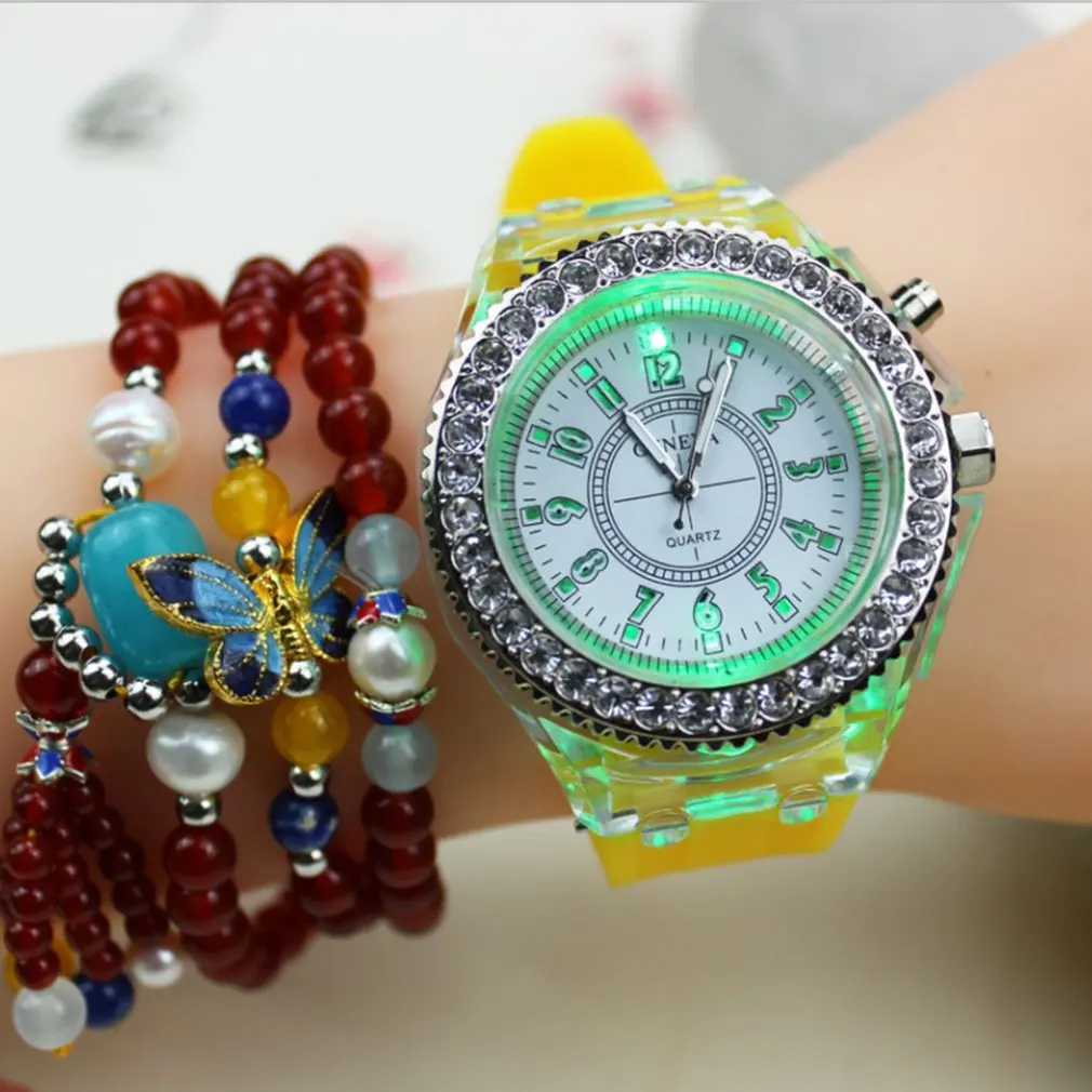 

LED Flash Luminous Watch Trends Students Lovers Woman Men's Watches 11 Color Light WristWatch For Dropshipping