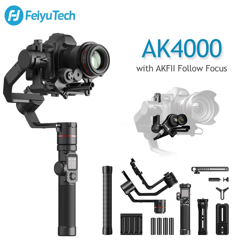 US $499.00 FeiyuTech Feiyu AK4000 3Axis Handheld Gimbal Stabilizer 4KG Camera With AUDIO Follow Focus For Sony Canon Nikon DSLR Cameras
