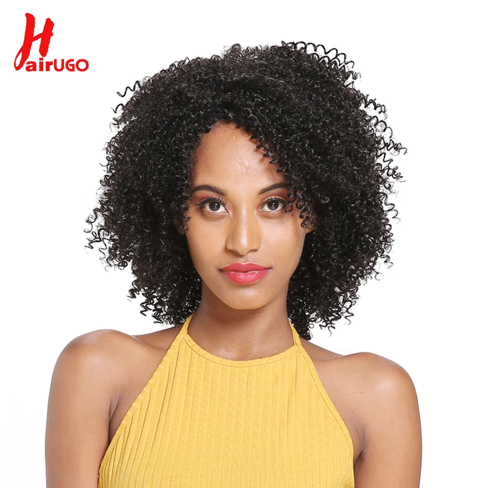 HairUGo короткие парики из человеческих волос для женщин Jerry Curl человеческие волосы парики не Реми 4 цвета бразильские волосы Джерри парик 8 дюймов средний коэффициент