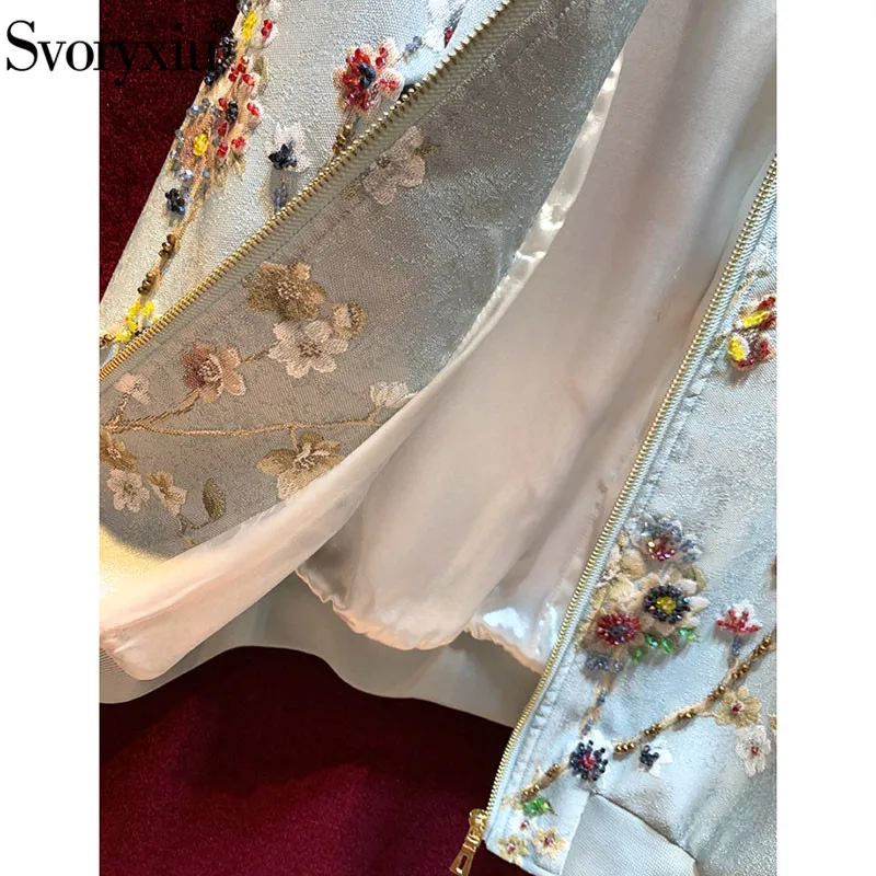 Женская жаккардовая куртка Svoryxiu разноцветная винтажная с длинными рукавами