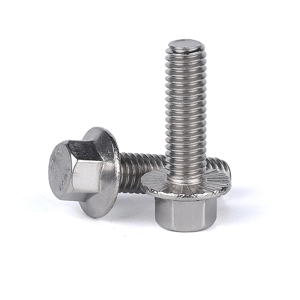 1/10pcs A2-70 304 Stainless Steel GB5787 Hexagon Head with Serrated Flange Cap Screw M5 M6 M8 M10 M12 Hex Washer Head Bolt
