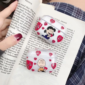 

Cartoon charlie lucy soft clear Cover case for iphone Airpods 1 2 3 Pro protective cover Wireless Earphone Charging Box case bag