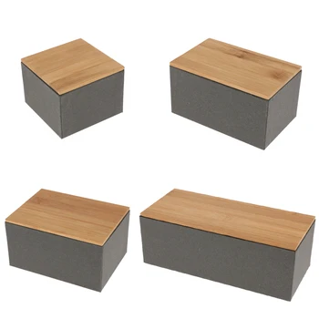 

Kitchen Metal Storage Box With Bamboo Lid Bins Bread Sugar Boxes Tea Herb Storage Holder Food Containers Organizer