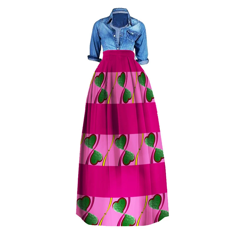 20Color African Fashion Women Dashiki Skirt 100%Cotton High Waist Bazin Riche Traditional Africa Ladies Clothes S-6XL - Цвет: Color2