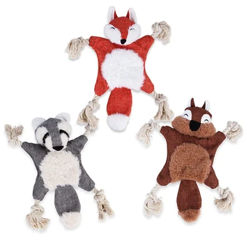 

New Style Plush Animal Shape Pet Dog Supplies Fox Squirrel Grizzly Shape Pet Sounding Toy Short Plush Sound Generator