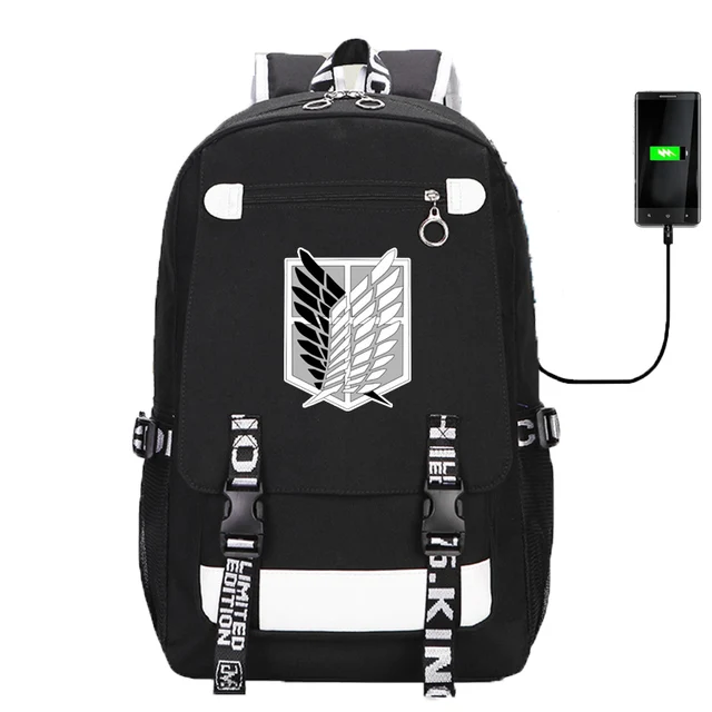 IMIDO Anime Pattern Backpacks for Teenagers Canvas Black Travel Bags Students Laptop Bag Boys Girls Back to School Backpack F