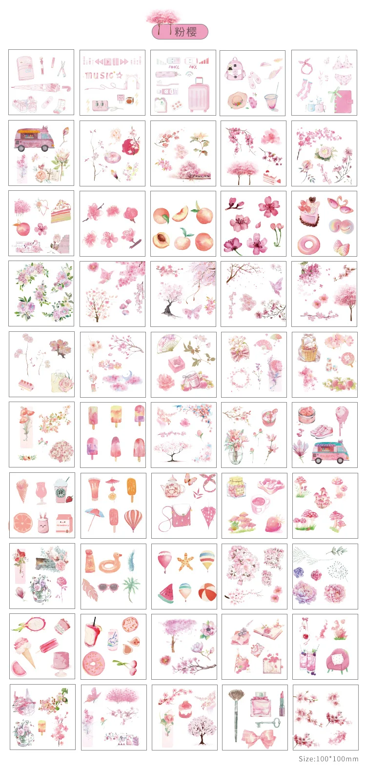50 шт./лот, Kawaii наклейка, полупрозрачная наклейка, коллаж, элемент, серия, бумага, карта, набор, ручная книга, украшение, материал, сделай сам, скрапбукинг